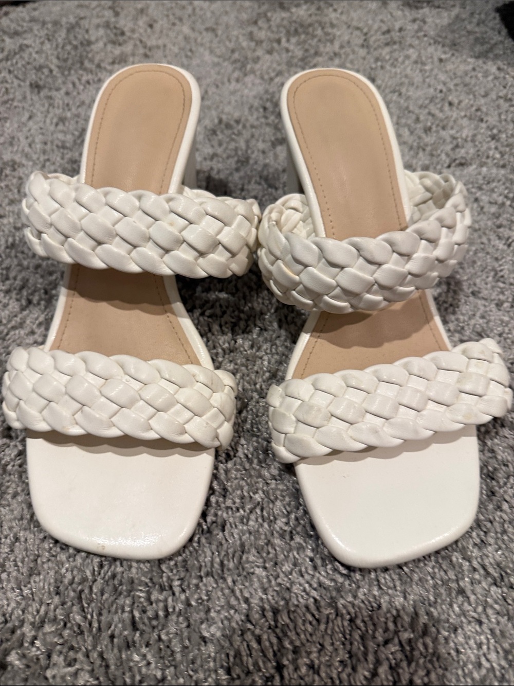 White Braided Double-Strap Slide Sandals - Women's